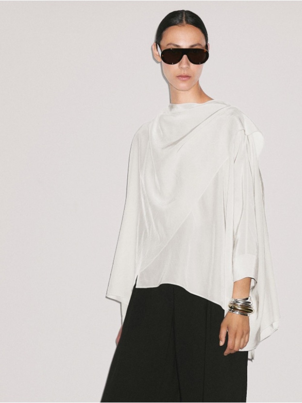 Massimo Dutti Fluid Cape Top Ecru Ivory XS-S NWT 5136/886/712 - Picture 6 of 9